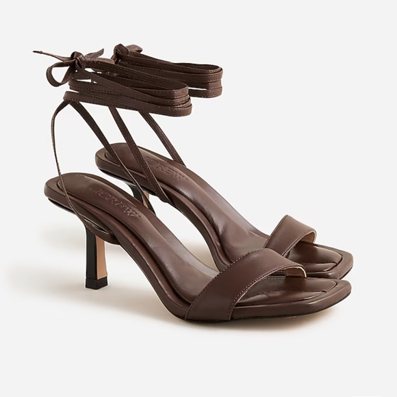 J. Crew Shoes - J Crew Leather Ankle Tie Padded Rizzo Sandal Rich Hickory Brown CA038 Spain